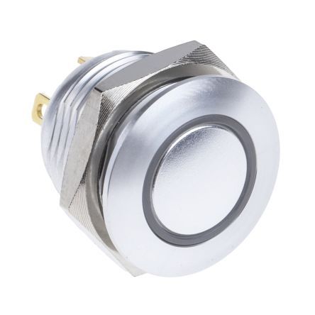 MPB16-CARE-7-JR-12V, RS PRO Single Pole Single Throw (SPST) Momentary Blue LED Push Button Switch, IP67, 16 (Dia.)mm, Panel Mount, 36V dc, Кнопочный переключатель