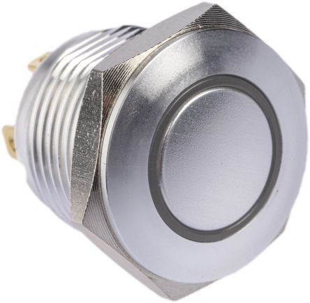 MPB16-CARE-6-JR-0V, RS PRO Single Pole Single Throw (SPST) Momentary Green LED Push Button Switch, IP67, 16 (Dia.)mm, Panel Mount, 36V dc, Кнопочный переключатель