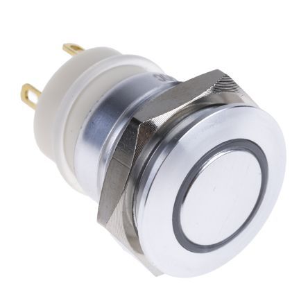 MPB16L-CARE-71-JR-12V, RS PRO Single Pole Single Throw (SPST) Momentary Blue, White LED Push Button Switch, IP67, 16 (Dia.)mm, Panel Mount,, Кнопочный переключатель