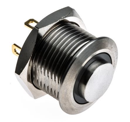 MPB16-A1HE-6-JR-0V, RS PRO Single Pole Single Throw (SPST) Momentary Green LED Push Button Switch, IP67, 16 (Dia.)mm, Panel Mount, 36V dc, Кнопочный переключатель