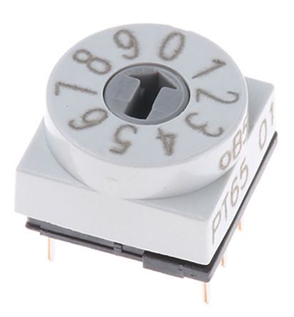 PT65101, Hartmann 10 Way Through Hole DIP Switch, Rotary Flush Actuator, Переключатель