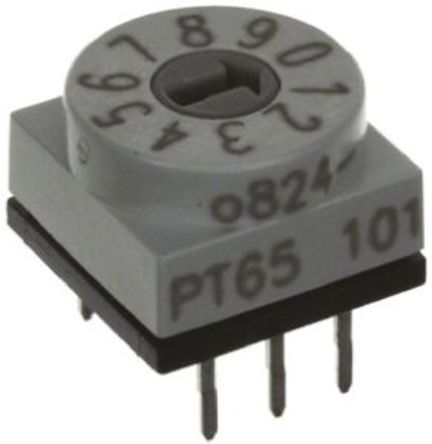 PT65102, Hartmann 10 Way Through Hole DIP Switch, Rotary Flush Actuator, Переключатель