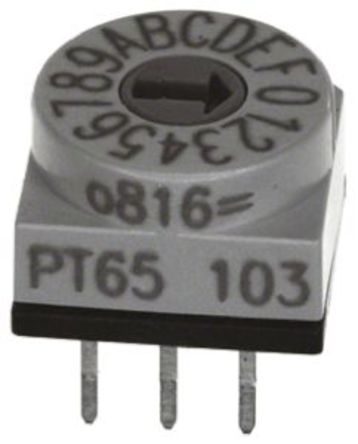 PT65106, Hartmann 16 Way Through Hole DIP Switch, Rotary Flush Actuator, Переключатель