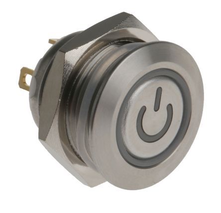 MPB16-A3FP-A-JR-0V, RS PRO Single Pole Single Throw (SPST) Momentary Green, Red LED Push Button Switch, IP67, 16 (Dia.)mm, Panel Mount,, Кнопочный переключатель