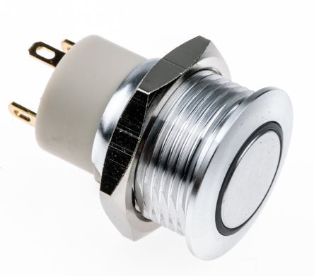 MPB16L-CARE-71-JR-3V, RS PRO Single Pole Single Throw (SPST) Momentary Blue, White LED Push Button Switch, IP67, 16 (Dia.)mm, Panel Mount,, Кнопочный переключатель