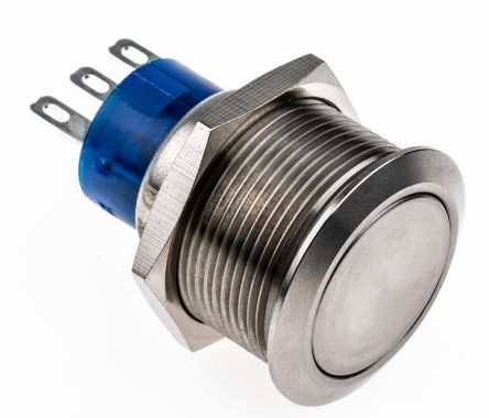 MPB22-A0F100-JQ, RS PRO Single Pole Double Throw (SPDT) Momentary Push Button Switch, IP67, 22.2 (Dia.)mm, Panel Mount, 250V ac, Кнопочный переключатель