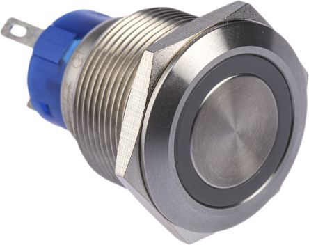 MPB22-A0F10E-724-JQ, RS PRO Single Pole Double Throw (SPDT) Momentary Blue LED Push Button Switch, IP67, 22.2 (Dia.)mm, Panel Mount, 250V ac, Кнопочный переключатель