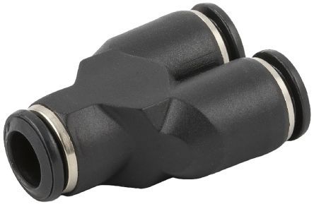 5531000004, RS PRO Pneumatic Y Tube-to-Tube Adapter, Push In 6 mm x Push In 6 mm x Push In 6 mm