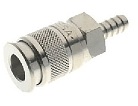 0019500001, RS PRO Pneumatic Quick Connect Coupling Nickel Plated Brass Hose Barb, Муфта