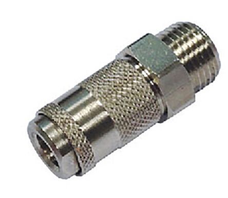 0070100001, RS PRO Pneumatic Quick Connect Coupling Nickel Plated Brass M5 Threaded, Муфта