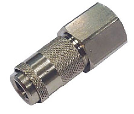0070200002, RS PRO Pneumatic Quick Connect Coupling Nickel Plated Brass 1/8in Threaded, Муфта