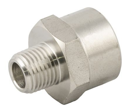 6204000447W00, RS PRO 140 bar Stainless Steel Pneumatic Straight Threaded Adapter, R 3/8 Male To R 1/4 Female, Переходник