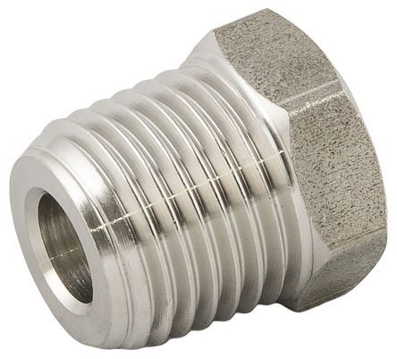 6208000445W00, RS PRO 140 bar Stainless Steel Pneumatic Straight Threaded Adapter, R 1/4 Male To R 1/8 Female, Переходник