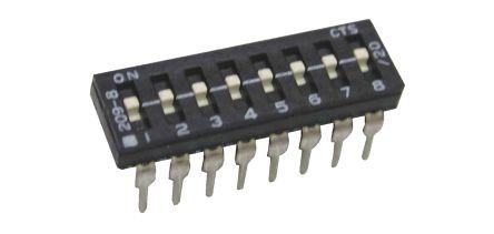 209-8MS, CTS 8 Way Through Hole DIP Switch Single Pole Single Throw (SPST), Переключатель