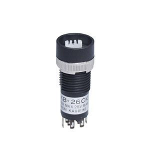 KB26CKW01, NKK Switches Double Pole Double Throw (DPDT) On-On Push Button Switch, 12.3 (Dia.)mm, Bushing, 30 V dc, 125/250 V ac, Кнопочный переключатель