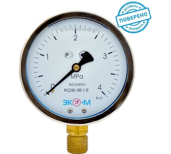 Манометр виброустойчивый Физтех ДМ8008-ВУф 0-4 МПа кт.1,0 d.100 IP54 G1/2 РШ, Без/запол 4687205640291