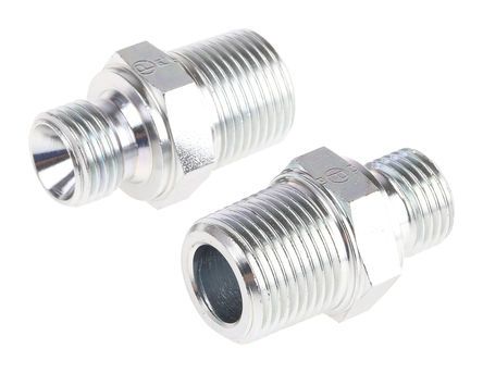 Parker Hydraulic Straight Threaded Adapter 4-6F3MK4S, Connector A G 1/4 Male, Connector B R 3/8 Male, Переходник