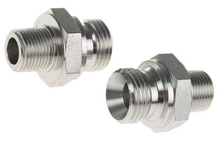 Parker Hydraulic Straight Threaded Adapter 8-8F3MK4S, Connector A G 1/2 Male, Connector B R 3/8 Male, Переходник