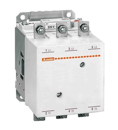 11B1800024, Lovato 3 Pole Contactor - 185 A, 24 V ac/dc Coil, 3NO, 100 kW, Контактор