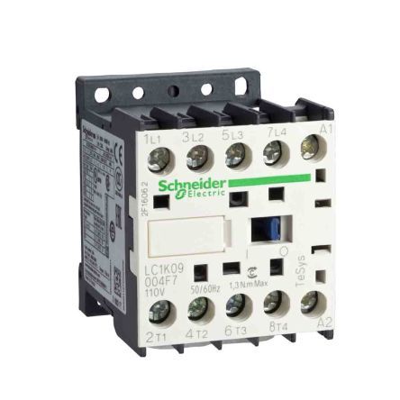 LC1K09004M7, Schneider Electric 4 Pole Contactor - 20 A, 220 V ac Coil, TeSys, 4NO, Контактор