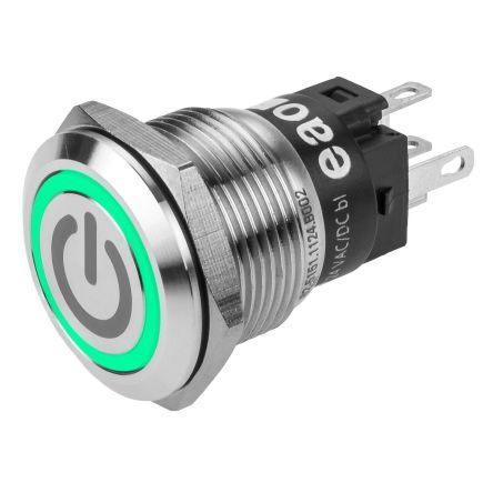 82-5151.1134.B002, EAO CO Momentary Green LED Push Button Switch, IP65, IP67, Panel Mount, 24V ac/dc, Кнопочный переключатель