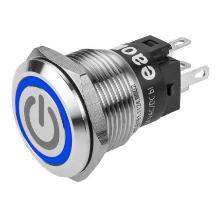 82-5151.2123.B002, EAO CO Latching Blue LED Push Button Switch, IP65, IP67, Panel Mount, 12V ac/dc, Кнопочный переключатель