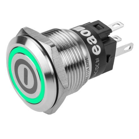 82-5151.2133.B001, EAO CO Latching Green LED Push Button Switch, IP65, IP67, Panel Mount, 12V ac/dc, Кнопочный переключатель