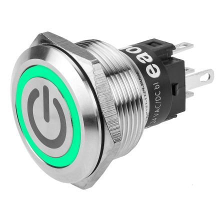 82-6151.1133.B002, EAO CO Momentary Green LED Push Button Switch, IP65, IP67, Panel Mount, 12V ac/dc, Кнопочный переключатель