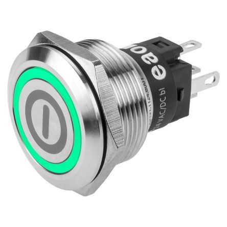 82-6151.1134.B001, EAO CO Momentary Green LED Push Button Switch, IP65, IP67, Panel Mount, 24V ac/dc, Кнопочный переключатель