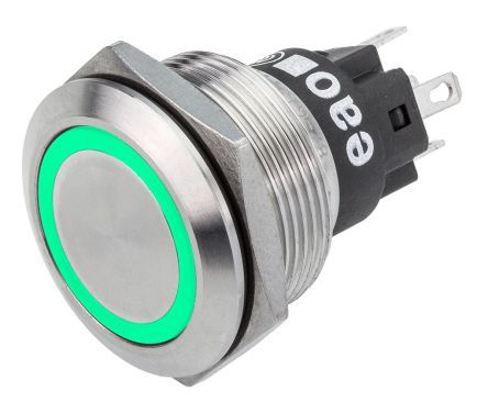 82-6651.1134, EAO Momentary Green LED Push Button Switch, IP65, IP67, Panel Mount, 24V dc, Кнопочный переключатель