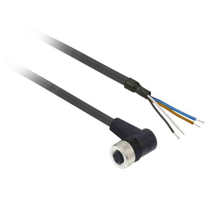 XZCP1241L25, Telemecanique Sensors M12 4 Pin Female Cable & Connector for use with Cabling, 250 V ac, 300 V dc