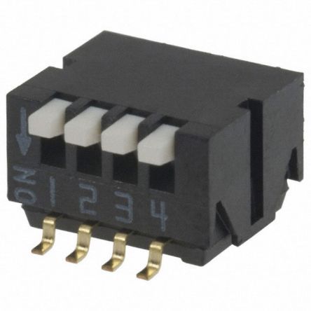 CHP-041B, Copal Electronics 4 Way Surface Mount Piano Dip Switch Single Pole Single Throw (SPST), Piano Actuator, Переключатель