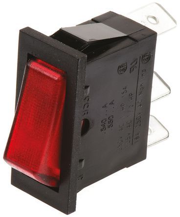 C5503AANAD, Arcolectric Illuminated Single Pole Single Throw (SPST), On-Off Rocker Switch Panel Mount, Клавишный переключатель