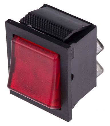 C1353AANAB, Arcolectric Illuminated Double Pole Single Throw (DPST), On-Off Rocker Switch Panel Mount, Клавишный переключатель