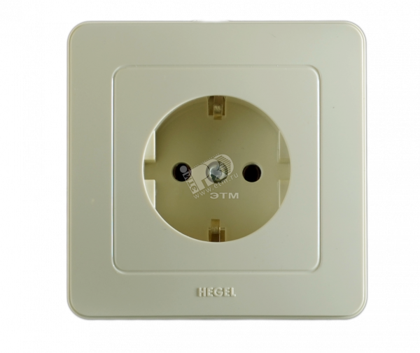 Розетка скрытая с заземлением со шторками слоновая кость