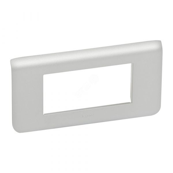 Рамка пластиковая горизонтальная Mosaic 4 модуля алюминий