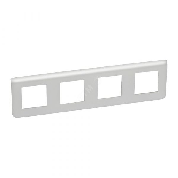 Рамка пластиковая горизонтальная Mosaic 4х2 модуля алюминий