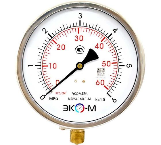 Манометр виброустойчивый Физтех ДМ8008-ВУф исп 2 0-6 МПа кт.1,0 d.160 IP54 M20x1,5 РШ, Силикон 4687205455215