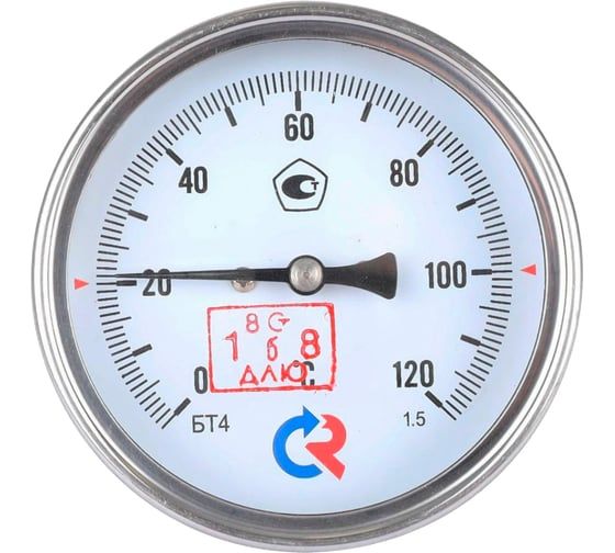 Термометр биметаллический Физтех ТБф-120 0…120C кт.1,5 d.100 IP54 ОШх6 ГЗЛ-РТ A2.0x14 U100x9/1, с гильзой (латунь) 4687205455277