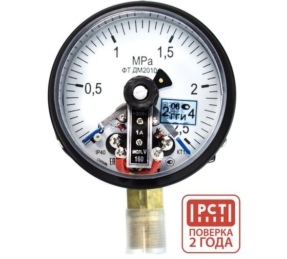 Манометр виброустойчивый Физтех ДМ8008-ВУф 0-2,5 МПа кт.1,0 d.100 IP54 M20x1,5 РШ, Глицерин 4687205454591