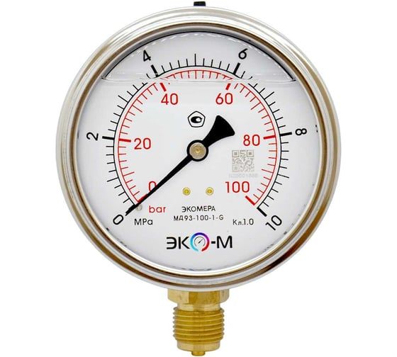 Манометр виброустойчивый Физтех ДМ8008-ВУф 0-10 МПа кт.1,0 d.100 IP54 M20x1,5 РШ, Силикон 4687205455017