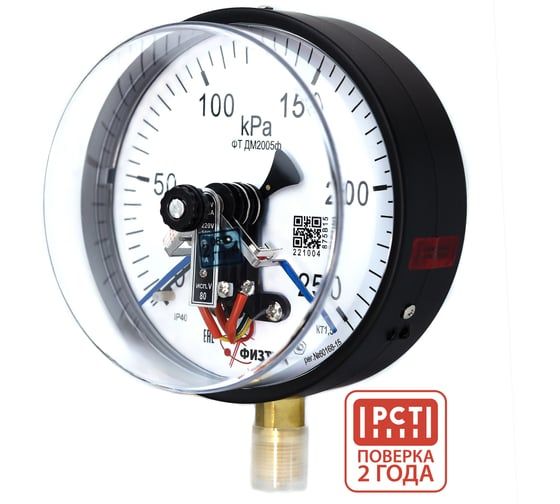 Манометр электроконтактный Физтех ДМ2010ф исп V 0-250 кПа кт.1,5 d.100 IP40 M20х1,5 РШ 4687205178220
