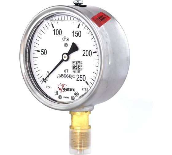 Манометр электроконтактный Физтех ДМ2010ф исп V 0-250 кПа кт.1,5 d.100 IP40 M20х1,5 РШ 4687205178220