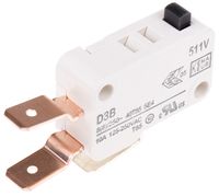 D3B6-V3AA, ZF SPDT-NO/NC Button Microswitch, 10 A @ 250 V ac, Микропереключатель