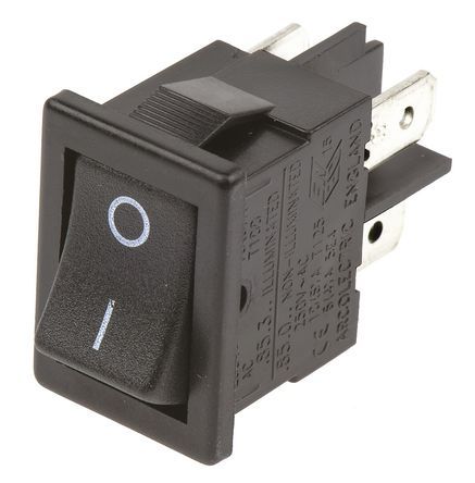 H8550VBACA, Arcolectric Double Pole Single Throw (DPST), On-Off Rocker Switch Panel Mount, Клавишный переключатель