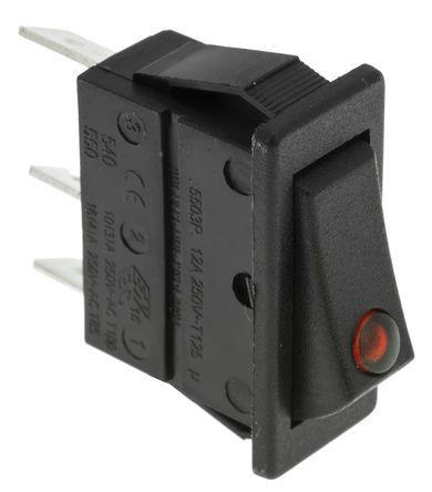 C5503PLLAA, Arcolectric Illuminated Single Pole Single Throw (SPST), On-Off Rocker Switch Panel Mount, Клавишный переключатель