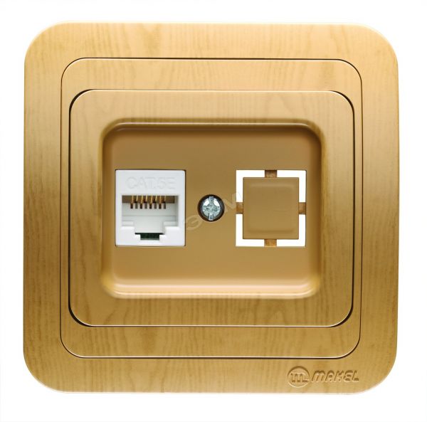 Mimoza Розетка CAT5e + гнездо дуб