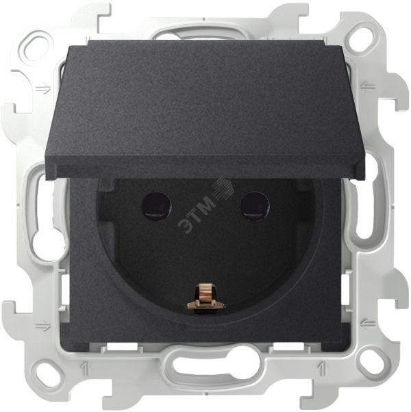 Розетка 2К+З Schuko IP44, графит