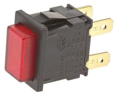 H8353ABNAA, Arcolectric Double Pole Double Throw (DPDT) Latching Push Button Switch, 12.9 x 19.1mm, Panel Mount, 250V ac, Кнопочный переключатель