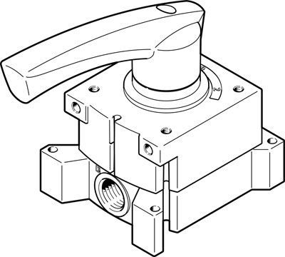 Festo VHER-H-B43C-N18 hand lever valve, Клапан